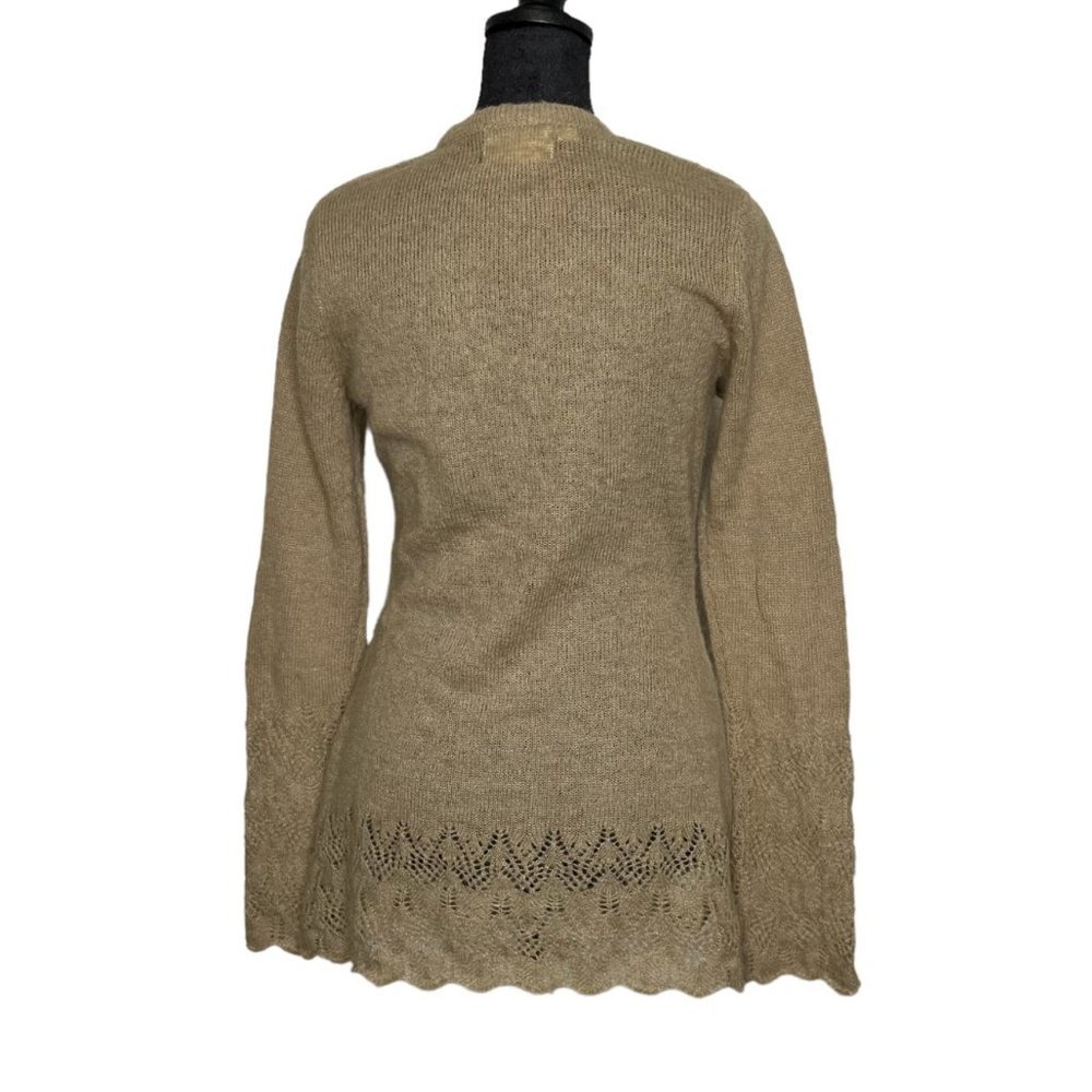 Anthropologie Rosie Neira Mohair Blend Crochet Pointelle Cardigan Sweater Size S - Picture 10 of 11